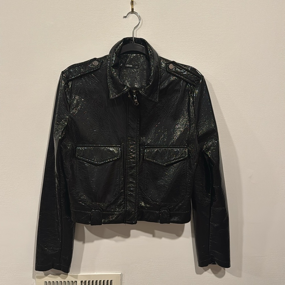 Lefon leather jacket, black size 42. Like new. Barely used.